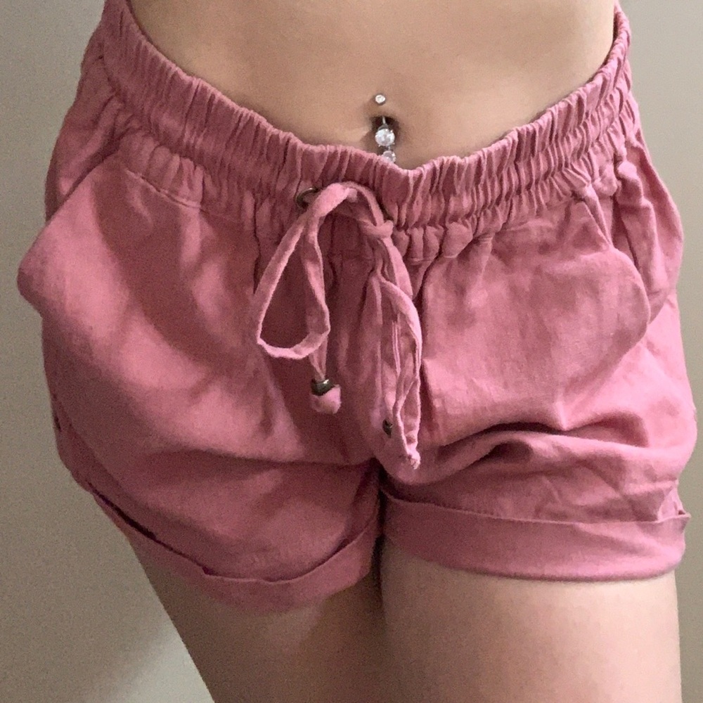 Pink drawstring shorts